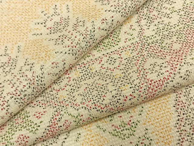 平和屋着物▽本塩沢　単衣　切嵌文　正絹　逸品　AABD0191fy