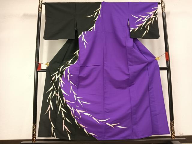 平和屋着物▽訪問着　単衣　舞葉文　金彩　洗える着物　AABD0202fy