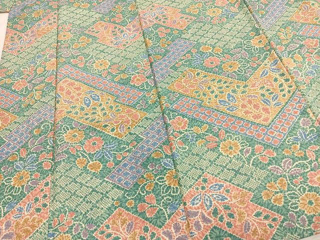 平和屋着物▽小紋　単衣　草花文　洗える着物　AABD0204fy 平和屋着物▽小紋 単衣 草花文 洗える着物 AABD0204fy