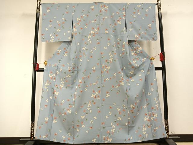 平和屋着物▽小紋　単衣　枝葉文　洗える着物　AABD0217fy_1