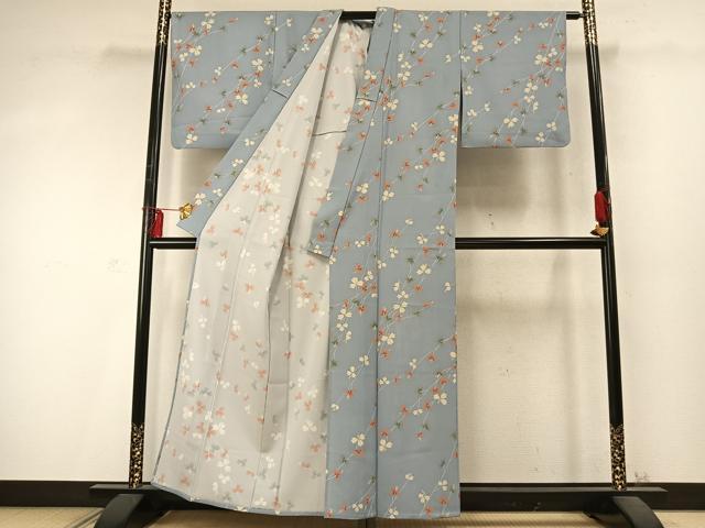 平和屋着物▽小紋　単衣　枝葉文　洗える着物　AABD0217fy_2