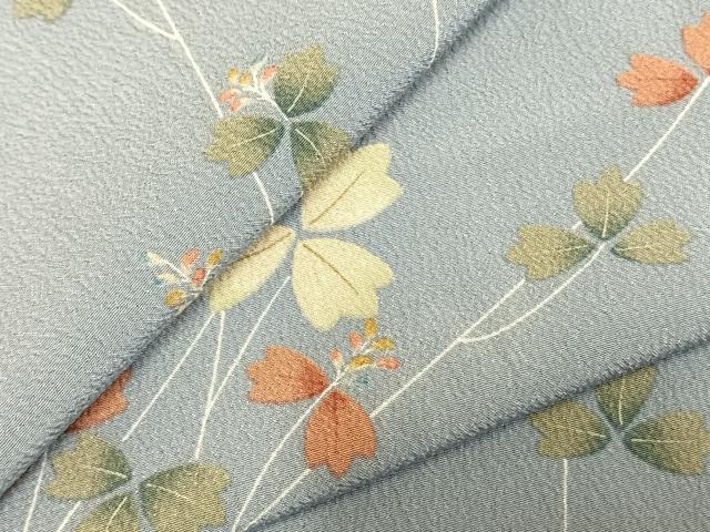 平和屋着物▽小紋　単衣　枝葉文　洗える着物　AABD0217fy