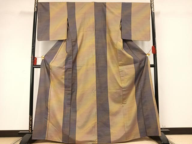 平和屋着物▽上質な紬　単衣　間道　暈し染め　正絹　逸品　AABD0229fy_1