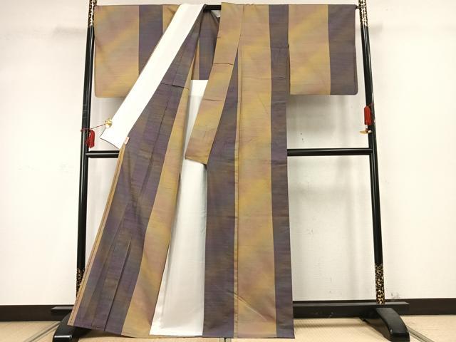 平和屋着物▽上質な紬　単衣　間道　暈し染め　正絹　逸品　AABD0229fy_2