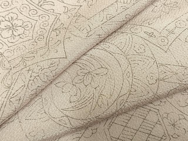 平和屋着物▽上質な小紋　単衣　色紙花丸文　鬼しぼ縮緬　正絹　逸品　AABD0280fy