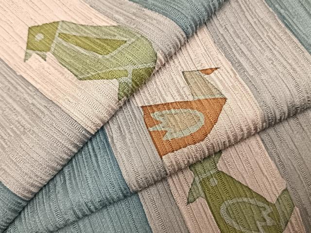 平和屋着物▽上質な小紋　単衣　間道　正絹　逸品　未使用　AABD0282fy