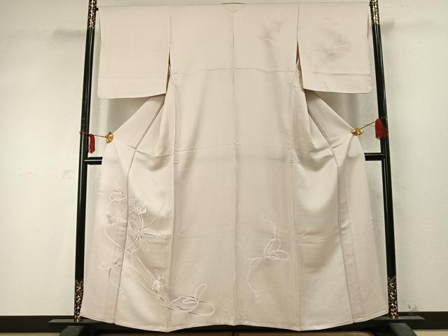 平和屋着物▽訪問着　単衣　刺繍　文箱　草花文　暈し染め　反端付き　正絹　逸品　AABD0328fy