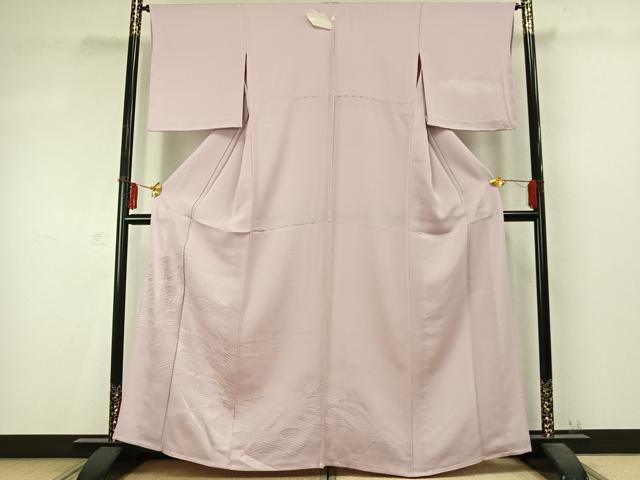 平和屋着物▽無地絵羽訪問着　単衣　立波地紋　薄柿色　正絹　逸品　未使用　AABD0348fy