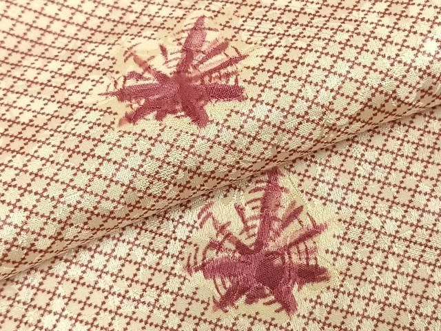 平和屋着物▽上質な小紋　単衣　舞葉文　正絹　逸品　AABD0382fy_4