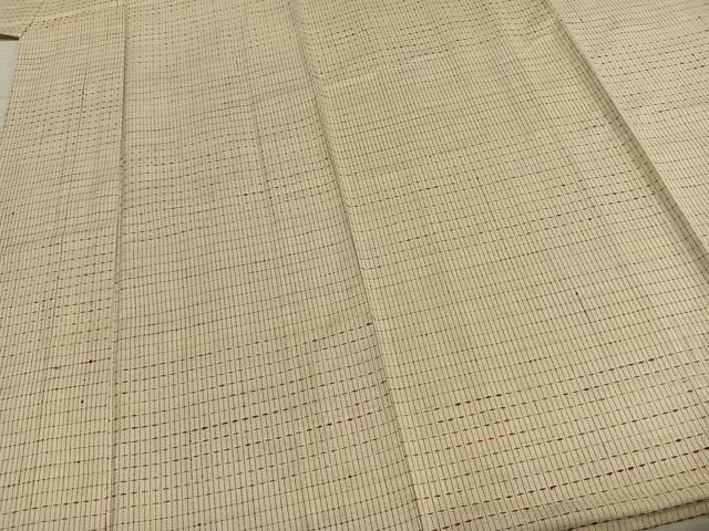 平和屋着物▽上質な紬　単衣　横段文　正絹　逸品　AABD0383fy