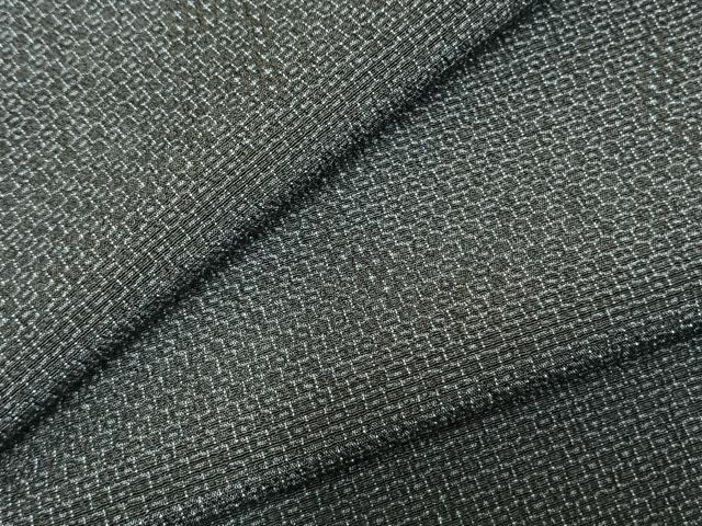 平和屋着物▽本塩沢　単衣　110亀甲　幾何学文様　正絹　逸品　AABD0390fy