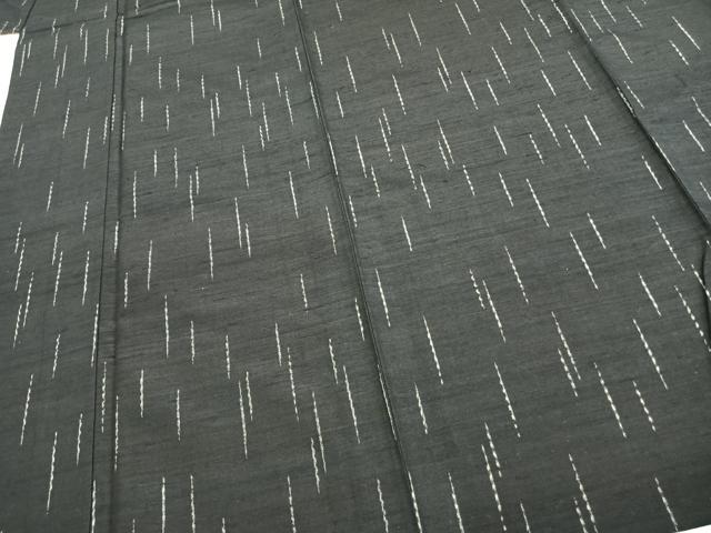 平和屋着物▽上質な紬　単衣　抽象文様　黒地　正絹　逸品　AABD0403fy