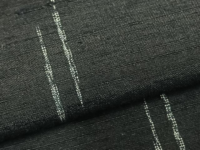 平和屋着物▽上質な紬　単衣　抽象文様　黒地　正絹　逸品　AABD0403fy