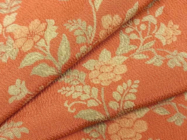 平和屋着物▽上質な小紋　単衣　草花文　正絹　逸品　AABD0415fy