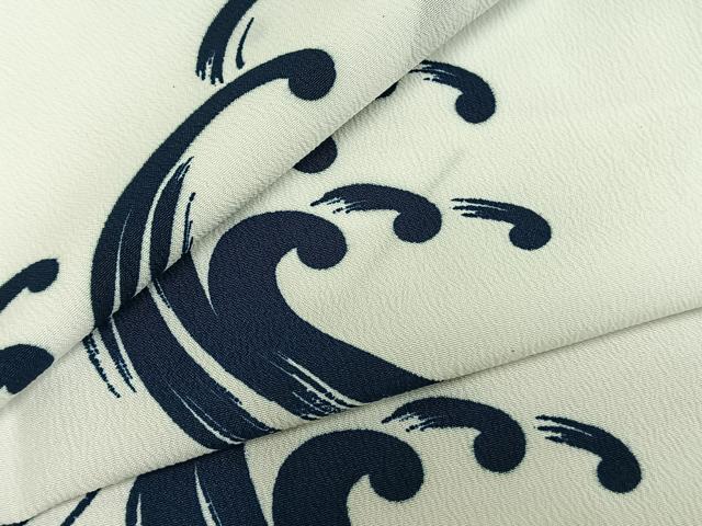 平和屋着物▽訪問着　単衣　立波文　洗える着物　AABD0434fy