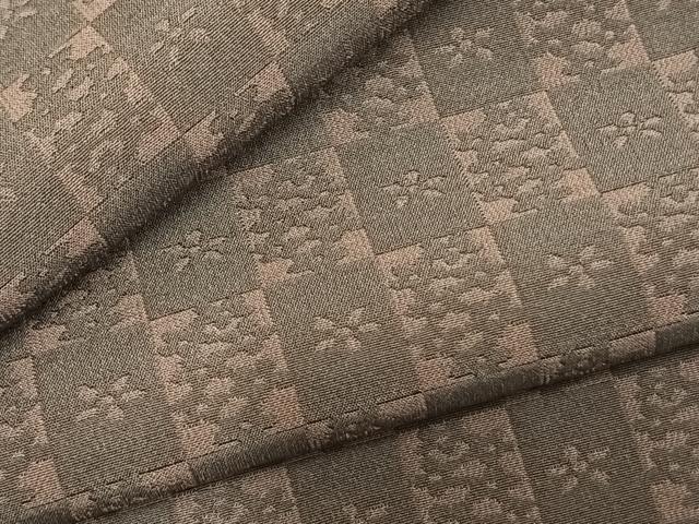 平和屋着物●お召　市松文様　正絹　逸品　AABD0444fy