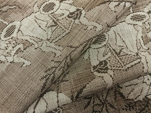 平和屋着物●本場大島紬　9マルキ　風景人物文　正絹　逸品　AABD0447fy