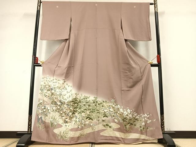 平和屋着物●豪華色留袖　駒刺繍　草花文　暈し染め　金彩　正絹　逸品　AABD0458fy