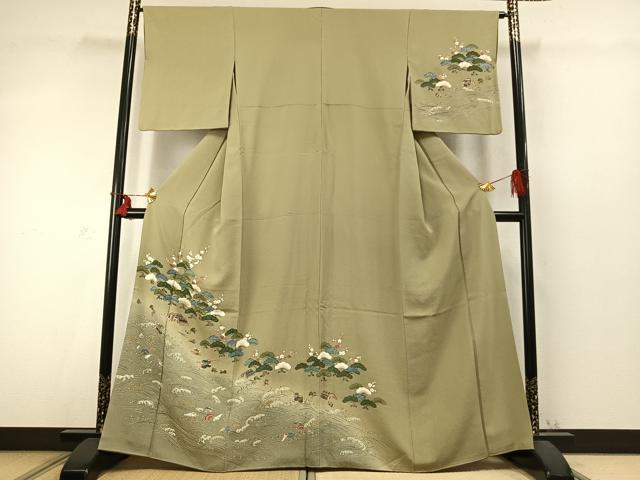 平和屋着物●訪問着　風景文　暈し染め　金糸　松坂屋扱い　正絹　逸品　AABD0482fy