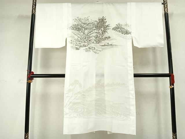 平和屋着物●男性　長襦袢　単衣　手描き　人物風景文　洗える着物　AABD0516fy