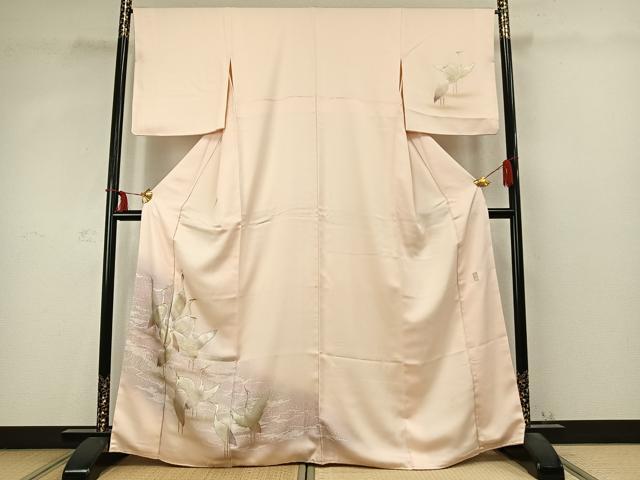 平和屋着物●金彩友禅　卓越技能者・名工・和田光正　訪問着　鶴　暈し染め　金銀彩　正絹　逸品　AABD0543fy