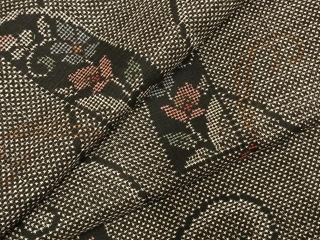 平和屋着物●本場大島紬　7マルキ　唐草花文　正絹　逸品　未使用　AABD0549fy