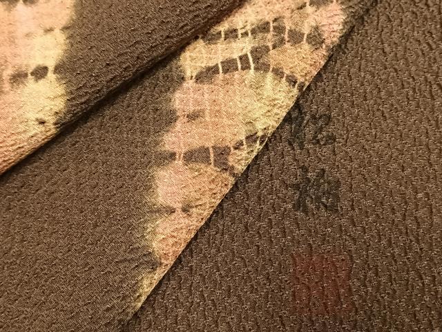 平和屋着物●上質な小紋　作家物　絞り　斜縞　正絹　逸品　AABD0588fy