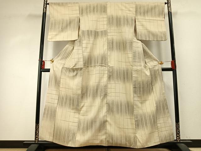 平和屋着物●上質な紬　横段文　正絹　逸品　AABD0598fy