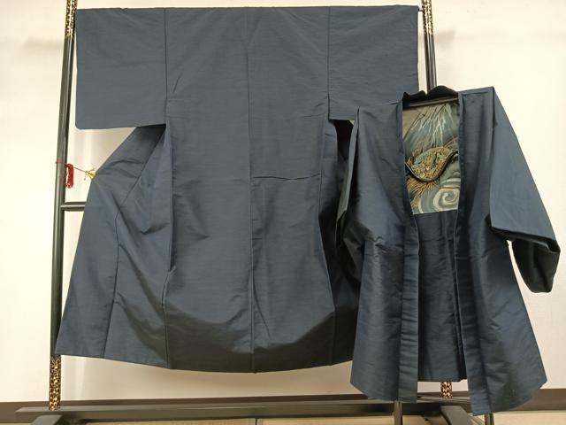 平和屋着物●男性　紬　アンサンブル　霞文　正絹　逸品　AABD0611fy