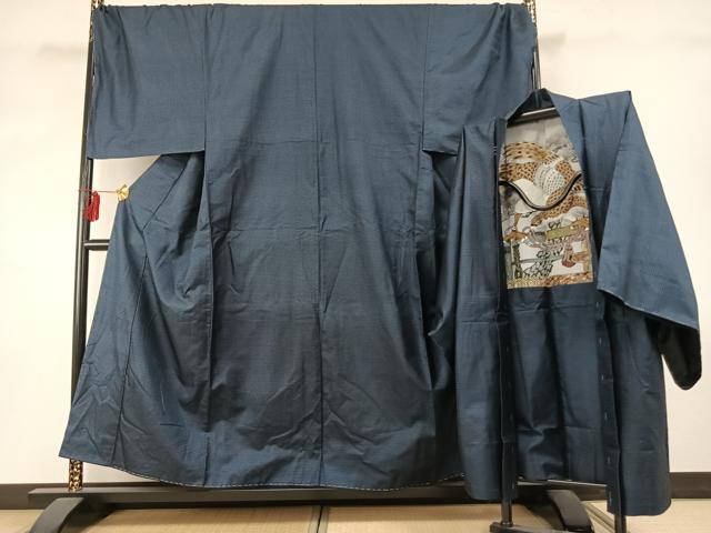 平和屋着物●男性　本場大島紬　アンサンブル　100亀甲　総詰め　キングサイズ　正絹　逸品　AABD0616fy