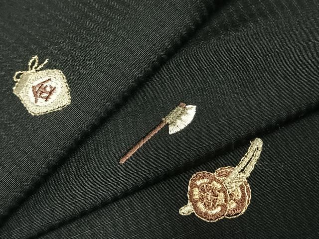 平和屋着物●上質な小紋　刺繍　金太郎　黒地　金糸　正絹　逸品　AABD0654fy