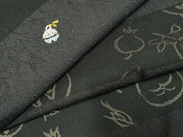 平和屋着物●上質な小紋　刺繍　透かし織　鈴　横段文　正絹　逸品　AABD0677fy