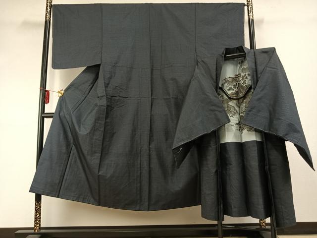 平和屋着物●男性　本場大島紬　アンサンブル　100亀甲　総詰め　正絹　逸品　AABD0698fy