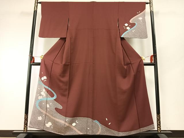 平和屋着物●染色の魔術師　染乃座・大久保玄才　そめのざ玄才　訪問着　舞花文　金彩　正絹　逸品　AABD0702fy