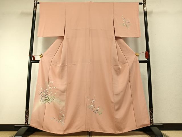 平和屋着物●訪問着　友禅　枝花文　暈し染め　正絹　逸品　AABD0721fy