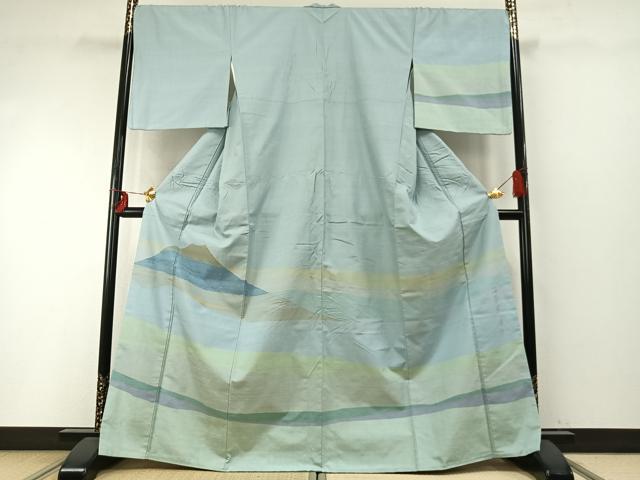 平和屋着物●絲藝苑　上島洋山　訪問着　海草染　風景文　ますいわ屋扱い　正絹　逸品　AABD0736fy