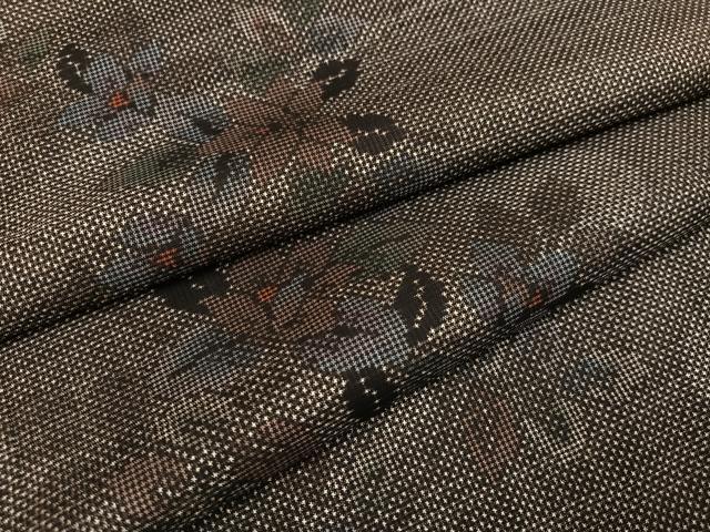 平和屋着物●本場大島紬　一元絣　草花文　正絹　逸品　未使用　AABD0763ph