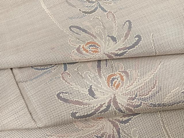 平和屋着物●本場大島紬　白色　カタス9マルキ　乱菊　正絹　逸品　AABD0791ph