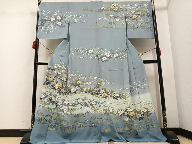 平和屋着物●訪問着　友禅　作家物　枝花文　暈し染め　正絹　逸品　AABD0824ph