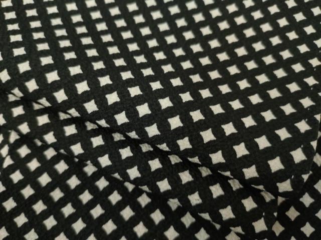 平和屋着物●上質な小紋　菱文　黒地　正絹　逸品　AABD0847ck