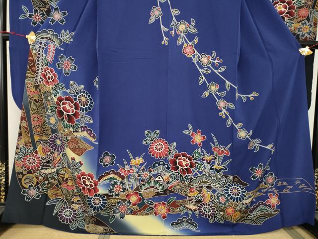 平和屋着物●紅型　振袖　蔓帯花鳥文　暈し染め　正絹　逸品　AABD0848ck 平和屋着物○紅型 振袖 蔓帯花鳥文 暈し染め 正絹 逸品 AABD0848ck