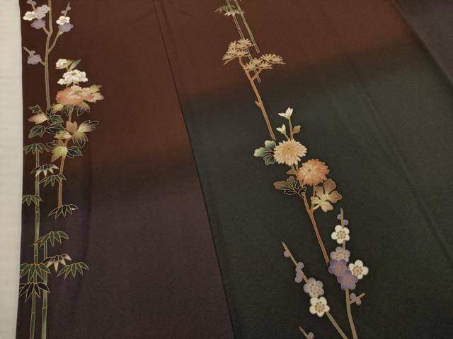 平和屋着物●訪問着　横段草花文　暈し染め　正絹　逸品　AABD0908ck 平和屋着物○訪問着 横段草花文 暈し染め 正絹 逸品 AABD0908ck