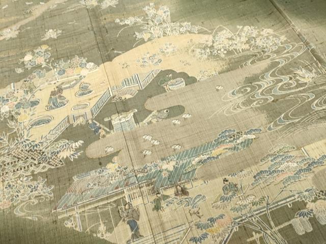 平和屋着物○染織の名門 しょうざん 生紬 訪問着 風景文 暈し