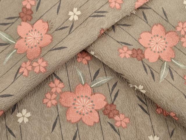 平和屋着物●上質な小紋　桜　正絹　逸品　AABD0920ck