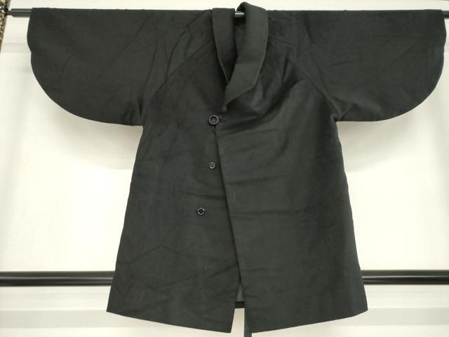 平和屋着物●男性　角紬　黒色　逸品　AABD0950ck