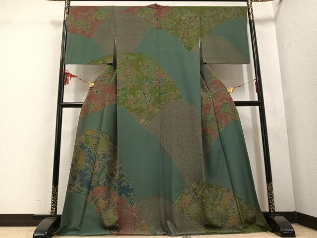 平和屋着物●訪問着　向い鳥草花文　正絹　逸品　AABD0972ph