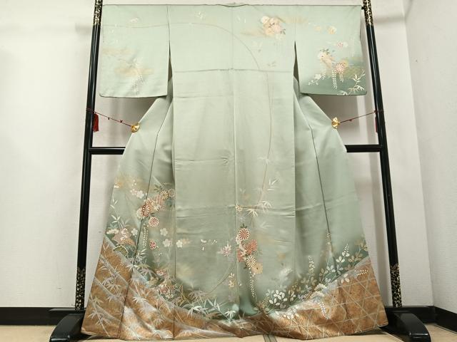 平和屋着物●訪問着　草花文　暈し染め　金彩　正絹　逸品　AABD0986ph