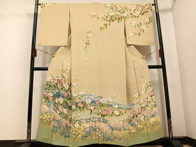 平和屋着物●訪問着　友禅　作家物　枝花文　暈し染め　正絹　逸品　AABD0997ph