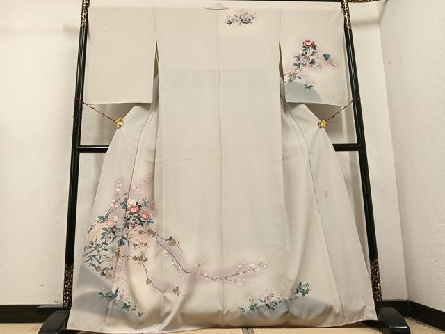 平和屋着物●訪問着　友禅　作家物　枝花文　暈し染め　正絹　逸品　未使用　AABD1014ph