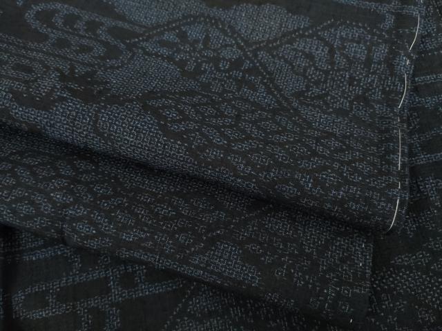 平和屋着物●本場結城紬　重要無形文化財　100亀甲　遠山風景文　正絹　逸品　AABD1084ck